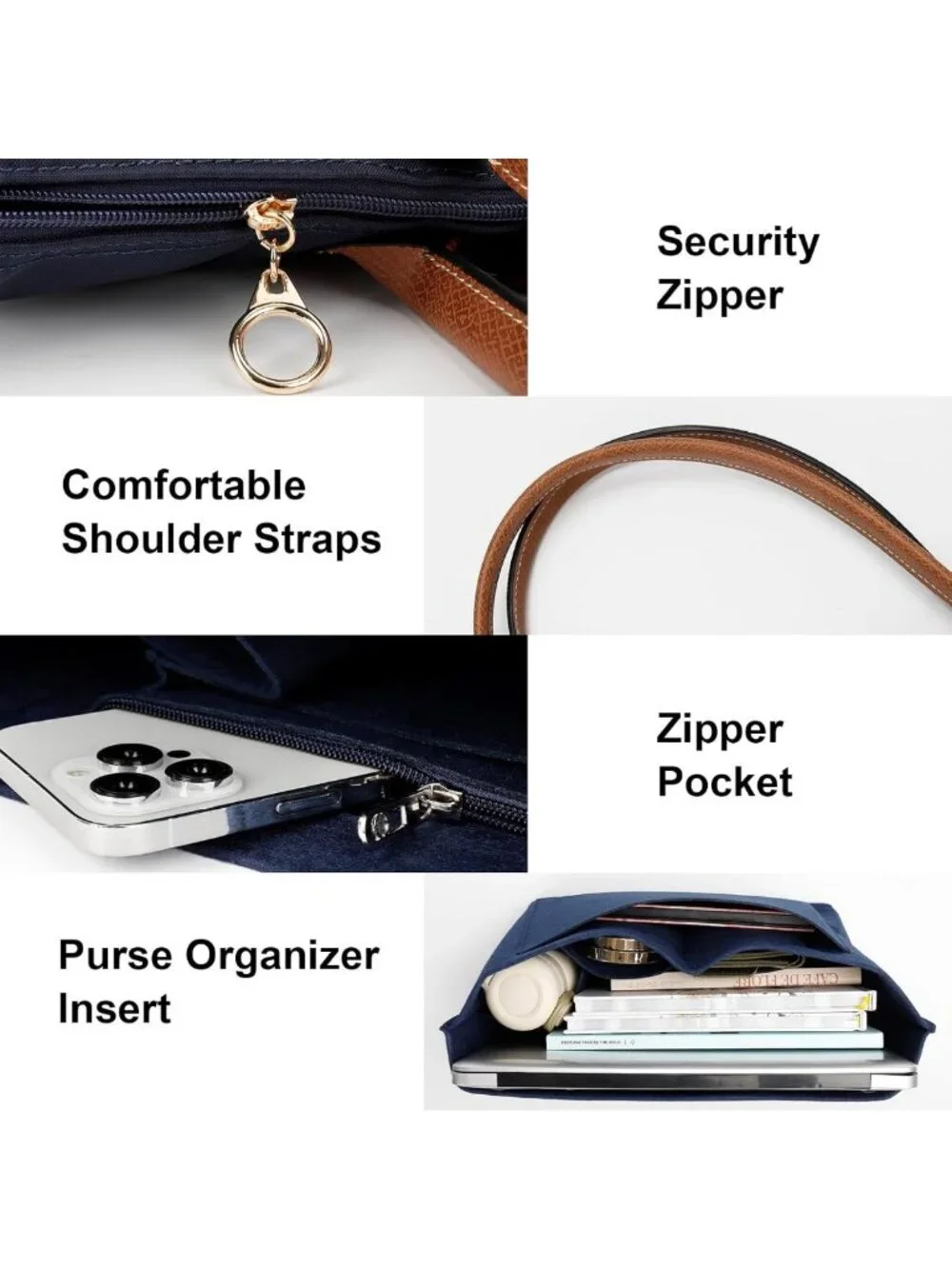 Stylish Tote Bag for Women with Purse Organizer Insert - Perfect for Everyday